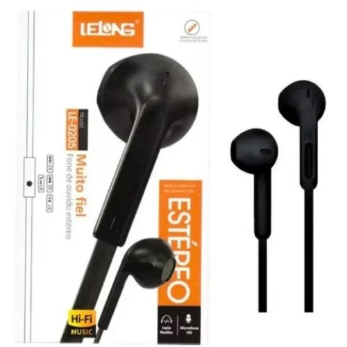 Fone de Ouvido com Fio Lelong Conector 3.5mm LE-0205