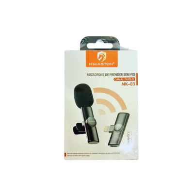 Microfone de Prender Lightning sem Fio Hmaston Canal Duplo MK-03