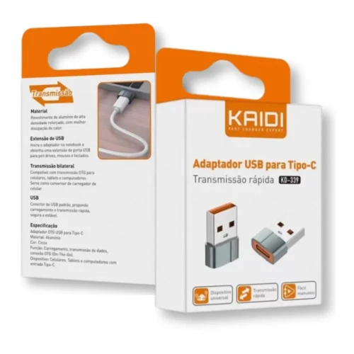 Adaptador USB para Tipo - C Kaidi Transmissão Rápida KD-339