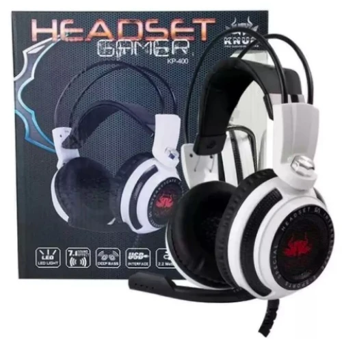 Fone de Ouvido Gamer Headset KNUP 7.1 Led Light KP-400