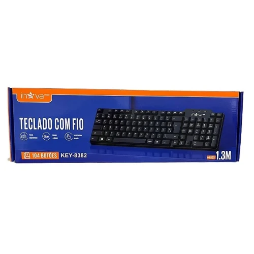 Teclado com Fio 1.3M Inova Prime 104 Botões KEY-8382