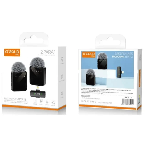 Microfone de Lapela Lightning X Gold Plus 2 para 1 MCF-18
