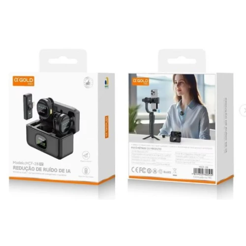 Microfone de Lapela Lightning X Gold Pro Redução de Ruído MCF-28