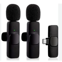 Microfone de Prender Eletro Mex Tipo C sem Fio Canal Duplo K9 EL-1821