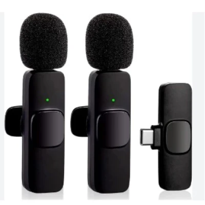 Microfone de Prender Eletro Mex Tipo C sem Fio Canal Duplo K9 EL-1821