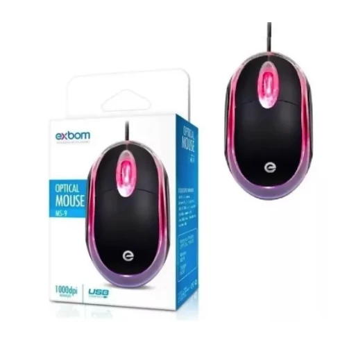 Mouse USB Óptico com Led eXbom MS-9 1000dpi