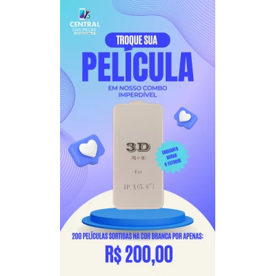 Kit com 200 Películas 3D Brancas ** Leia a Descrição